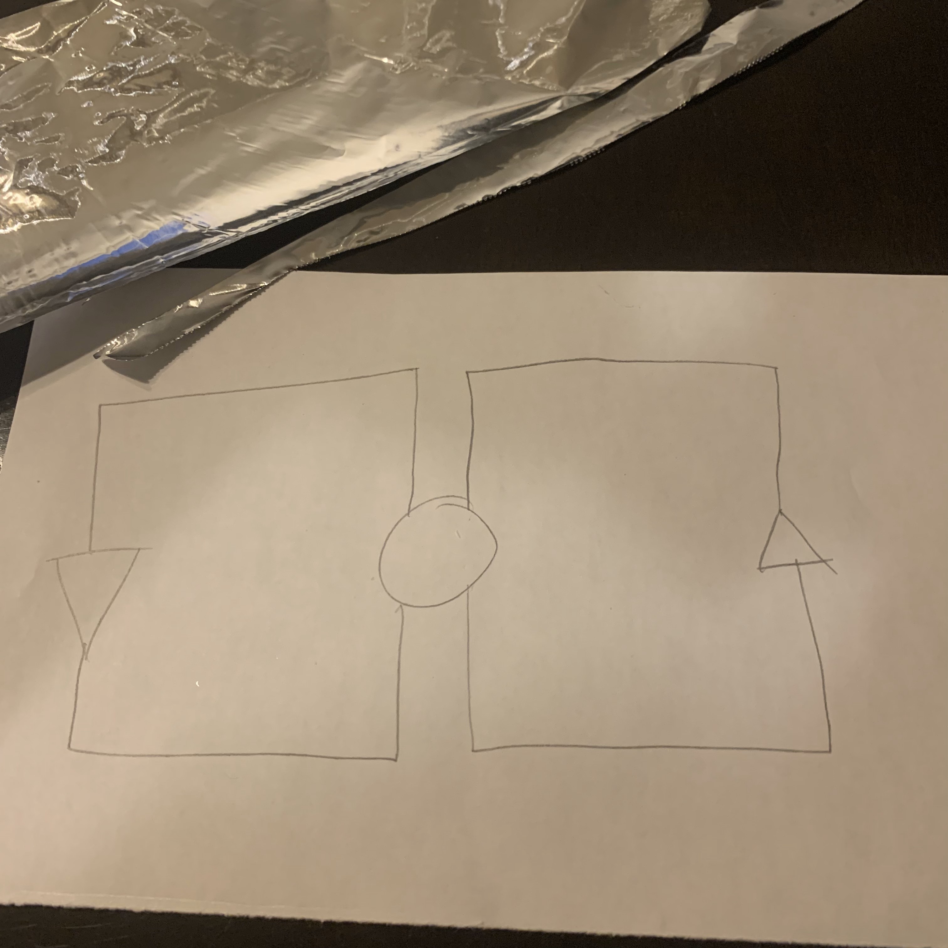 Drew the circuit that would utilize two different LED Lights.