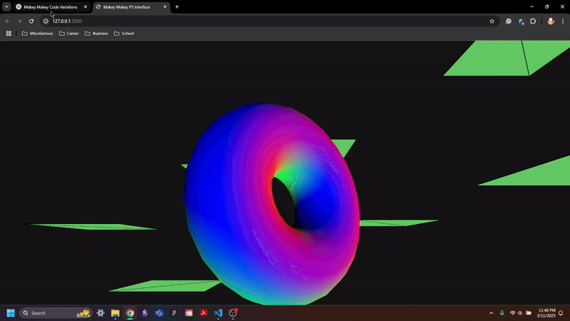 Generates the green plains upon start and allows you to use the arrows to view the donut and move it with Click.