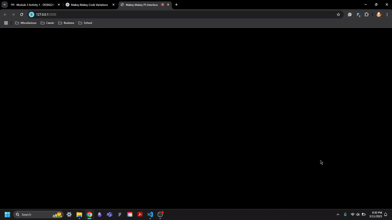 clicking will reset the random position of the square upon appearing again the colours change.