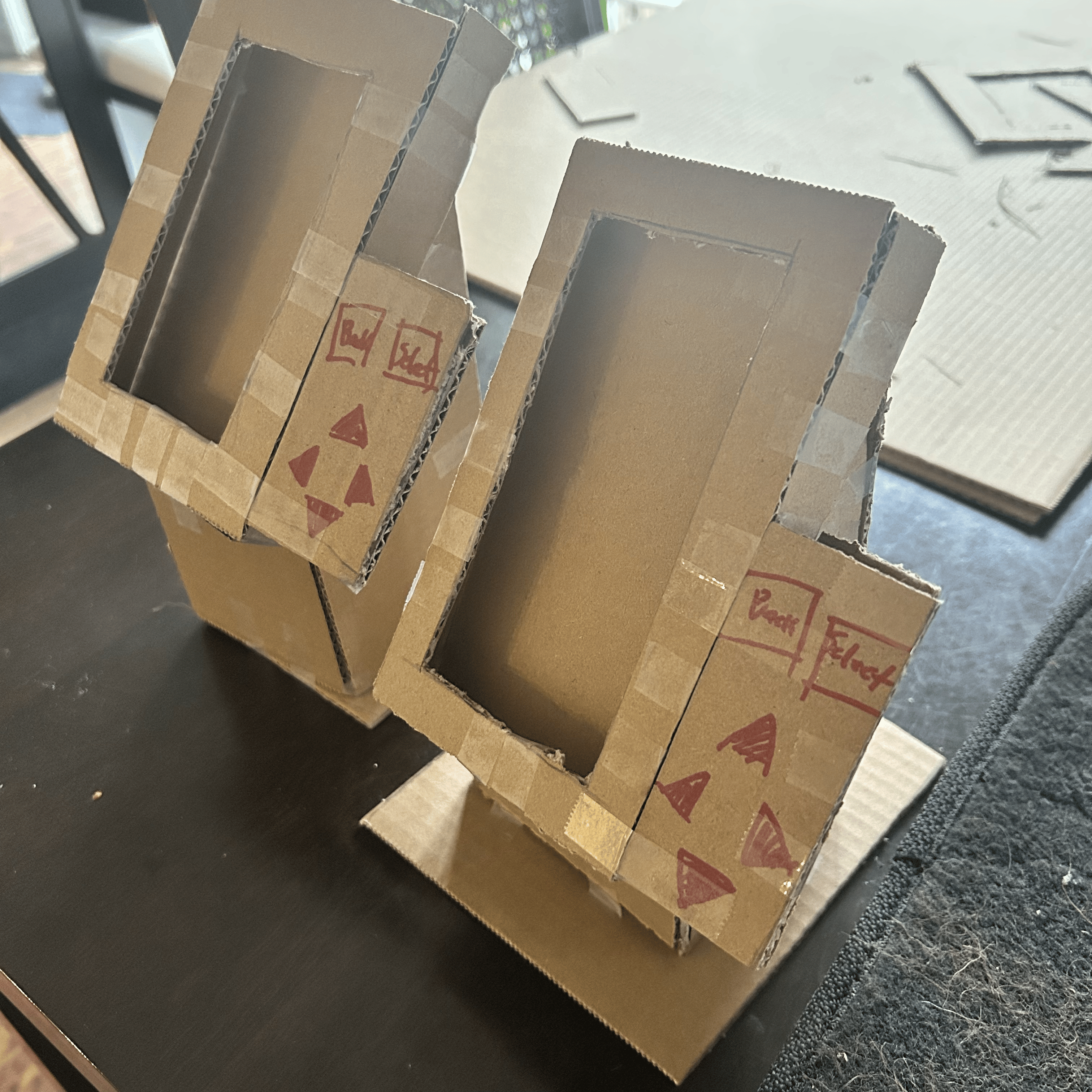 To incoporate better accessability for all types of users we've decided to have buttons on the side of the kiosk. 