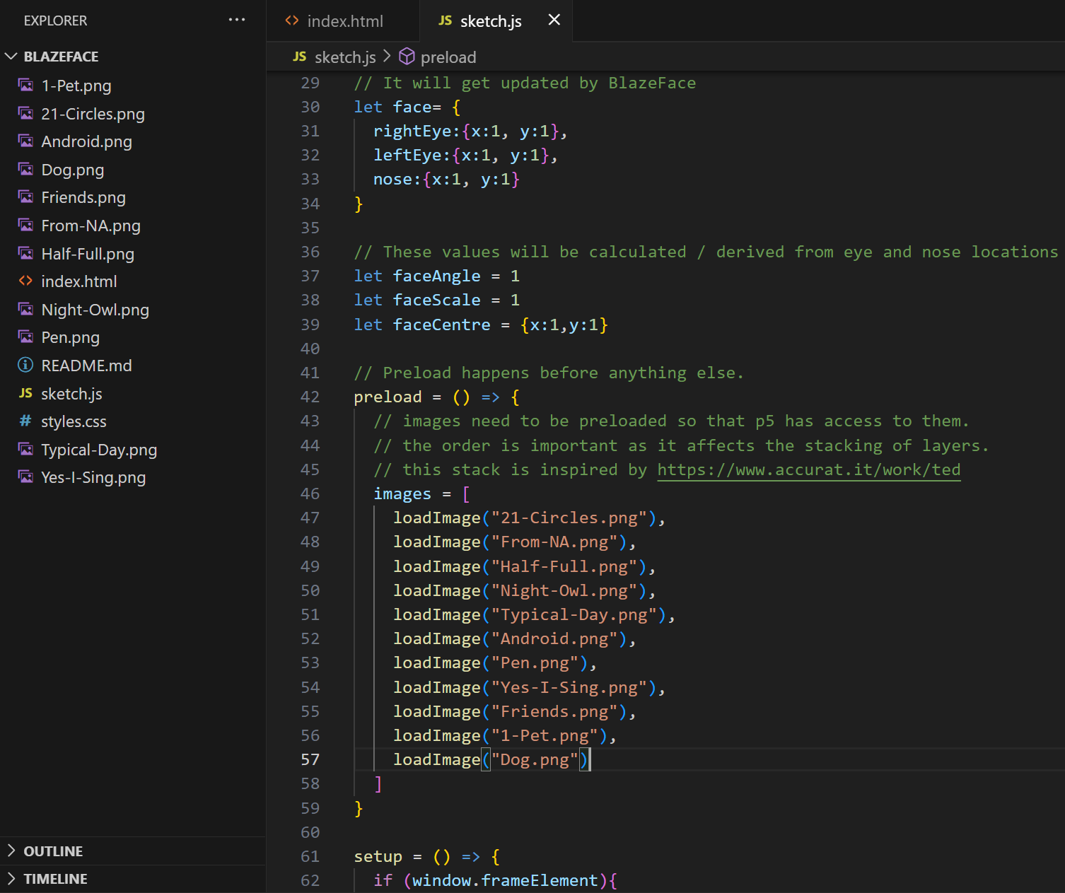 My proof in showing that the blazeface template images have been changed.