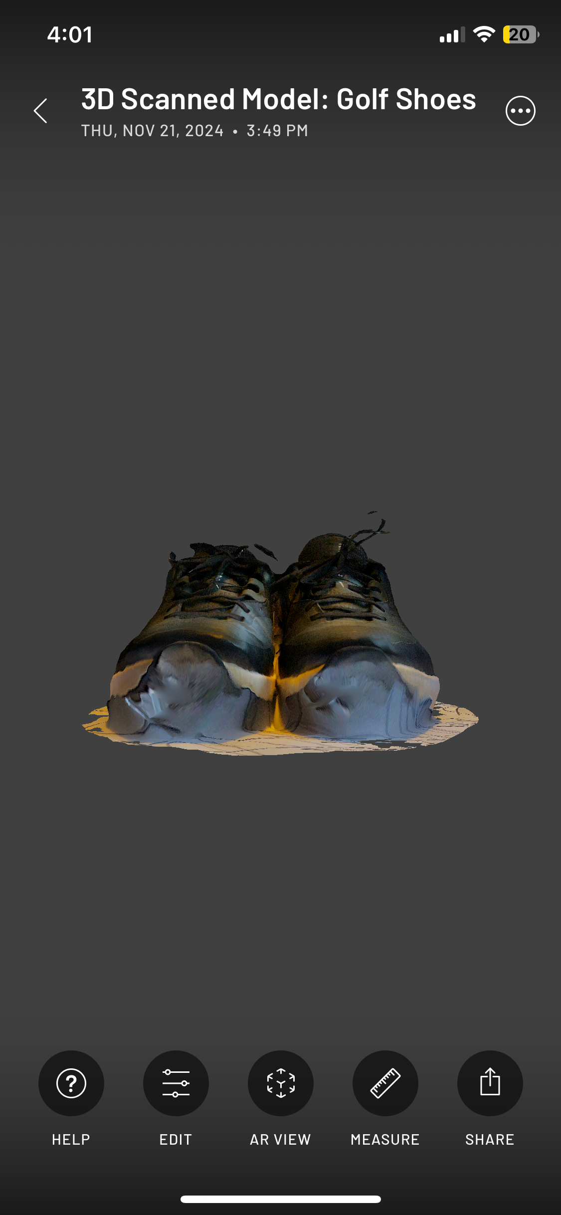 Second view of the 3D Golf Shoes scanned.