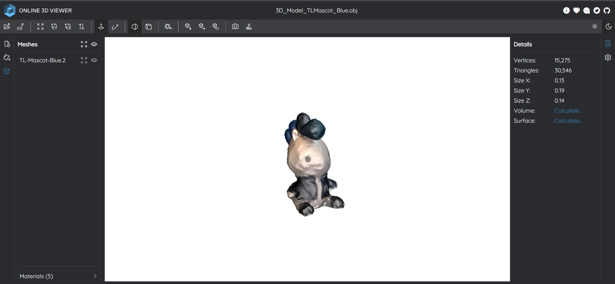 Screenshot of me testing the fixed, scanned, and completed 3D model of my choice for the final design.